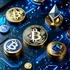 Biểu tượng tiền điện tử như Bitcoin, Ethereum, đại diện cho phương thức nạp tiền bằng tiền điện tử tại BK8