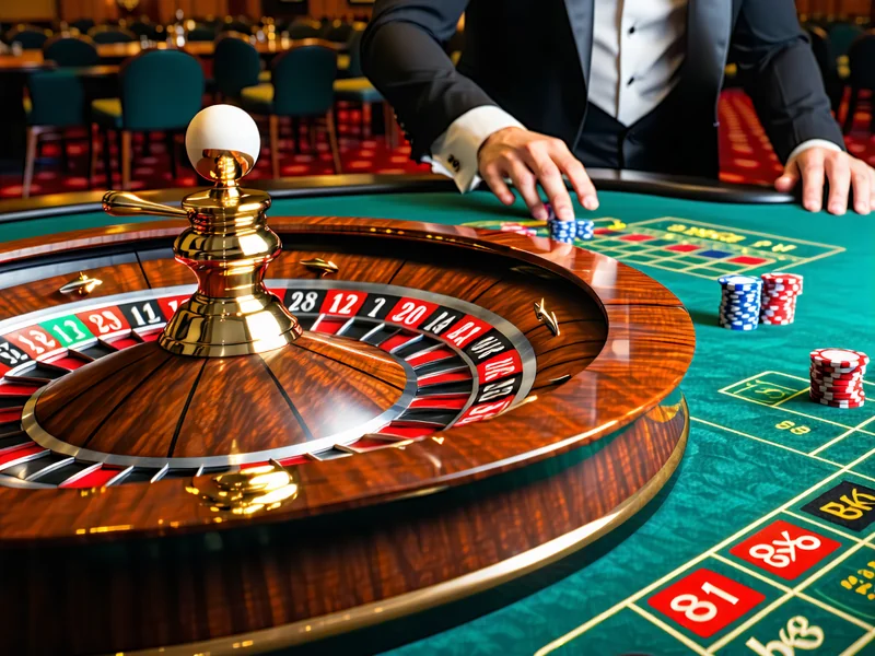 Bánh xe Roulette trực tiếp đang quay với các chip cược