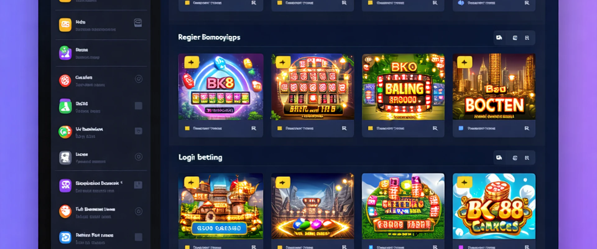 Giao diện nền tảng BK8, Caxeng, BK88 thân thiện người dùng với các trò chơi cá cược thể thao, casino, bắn cá