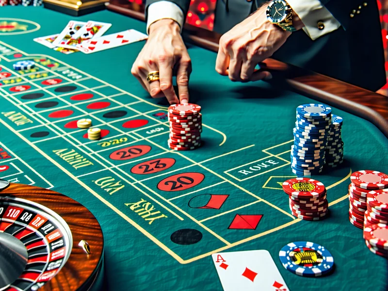 Hình ảnh sòng bạc trực tuyến với bàn Baccarat và người chia bài thật