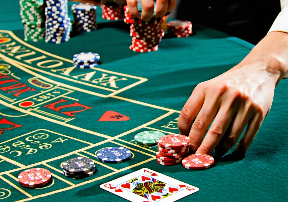 Giao diện trò chơi Blackjack với người chia bài trực tiếp tại BK8
