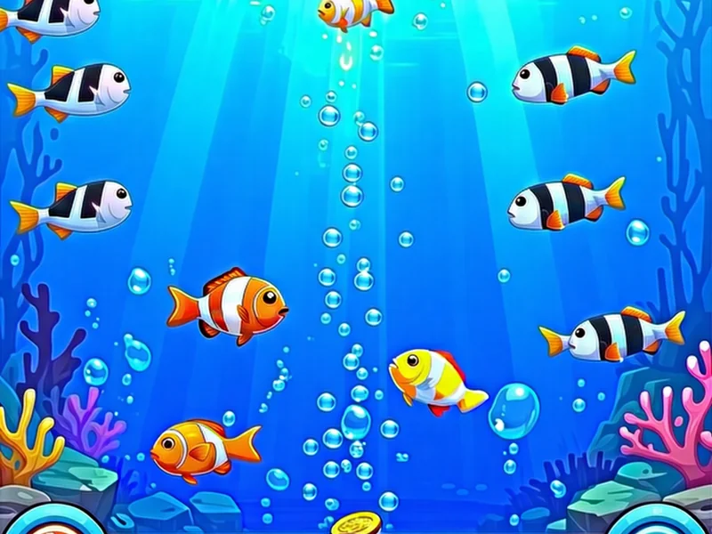 Hình ảnh trò chơi bắn cá sôi động với nhiều loại cá và vũ khí
