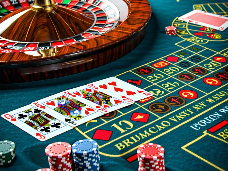 Hình ảnh các trò chơi bàn như poker và baccarat