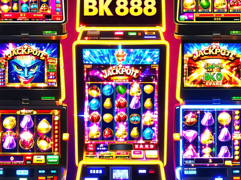 Hình ảnh tổng hợp các trò chơi máy đánh bạc (slot games) phổ biến với biểu tượng quay thưởng, đồ họa rực rỡ và thông báo jackpot.